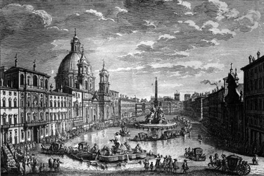 Ansicht der Piazza Navona während des Ferragosto-Festes, 1752